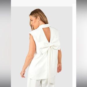 White bow blazer top